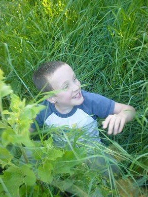 Hodgins playing in the grass